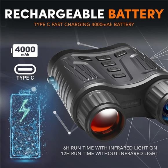 GTHUNDER Night Vision Binocular - 4K Rechargeable w/ Distant Night Visible Range - Picture 7 of 7